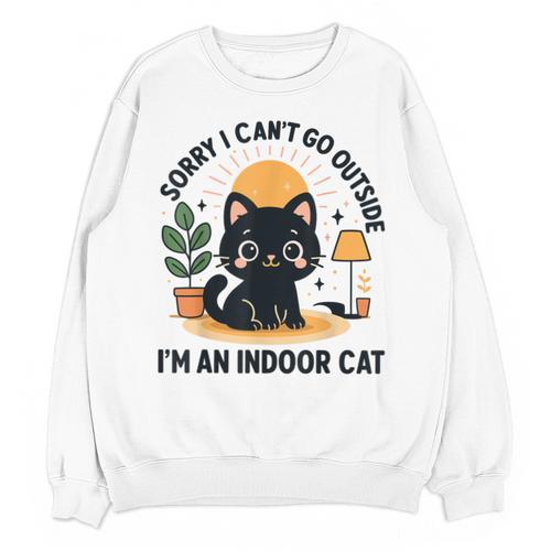 Cat Shirt Introvert Sorry I Can’t Go I’m An Indoor Cat Unisex Sweatshirt - Raresse