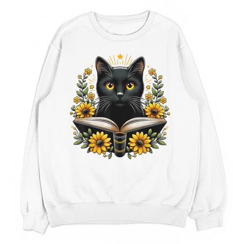 Cat For Women Book Lover Cute Cat And Book Unisex Sweatshirt - Bookorys CA