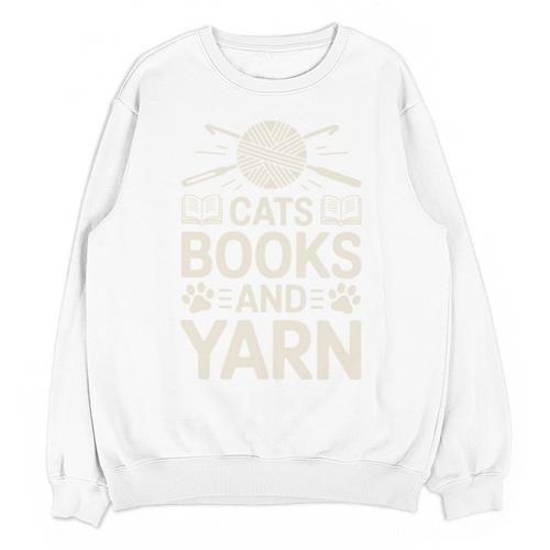 Cats Books And Yarn Crocheter Crocheting Unisex Sweatshirt - Bookorys UK