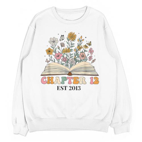 Chapter 12 Years Old 12th Birthday Wildflower Book Lover Unisex Sweatshirt - Bookorys AU