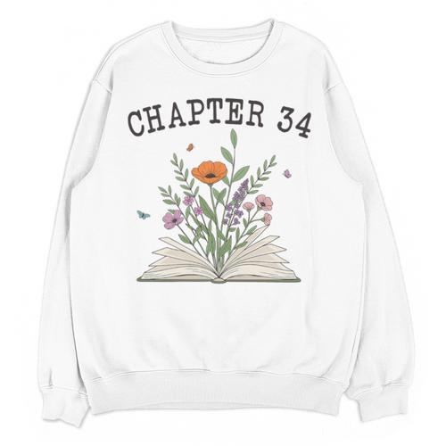 Chapter 34 Book Lovers & Readers 34th Birthday Wildflowers Premium Tri-Blend Unisex Sweatshirt - Bookorys
