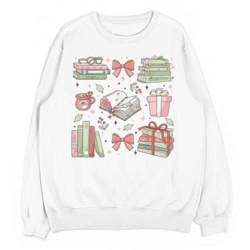 Christmas Book Lover Reading Reader Men Women Kids Xmas Unisex Sweatshirt - Bookorys