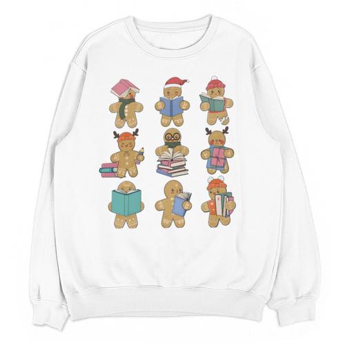 Christmas Library Gingerbread Man Books Lover Bookworm Unisex Sweatshirt - Bookorys AU