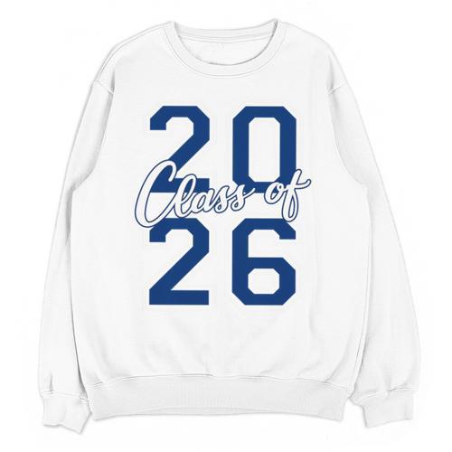 Class Of 2026 Graduation Varsity Navy Blue Letters Premium Tri-Blend Unisex Sweatshirt - Best Gift Smart