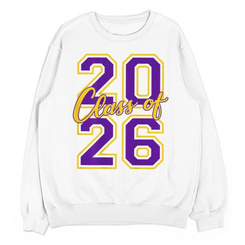 Class Of 2026 Graduation Varsity Purple Yellow On The Back Unisex Sweatshirt - Best Gift Smart