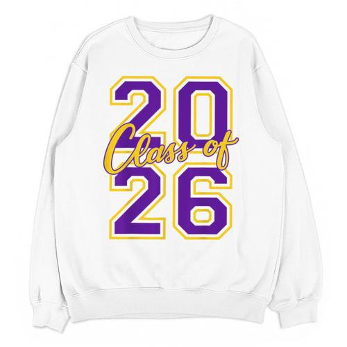 Class Of 2026 Graduation Varsity Purple And Yellow Letters Unisex Sweatshirt - Best Gift Smart