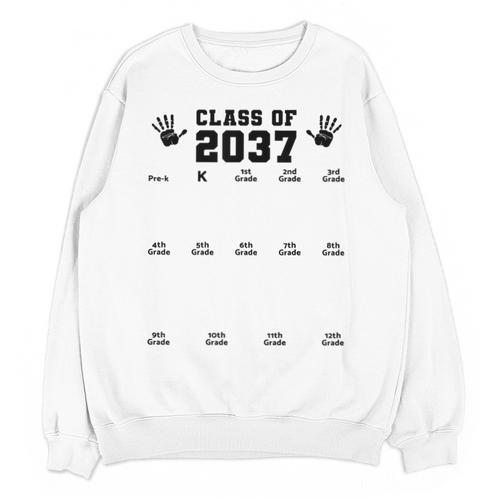 Class Of 2037 Handprint Grow With Me Pre-k Graduation Unisex Sweatshirt - Best Gift Smart