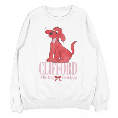 Clifford The Big Red Dog Pink Text With Bow Illustrated Book Unisex Sweatshirt - Bookorys AU