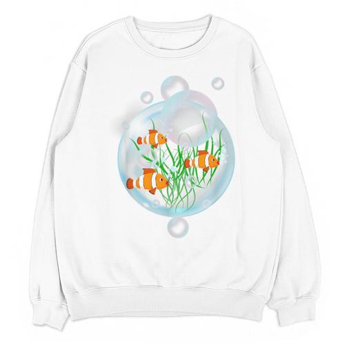 Clownfish Anemonefish Bubbles Water Frutiger Aero Y2K Style Unisex Sweatshirt - Figerry