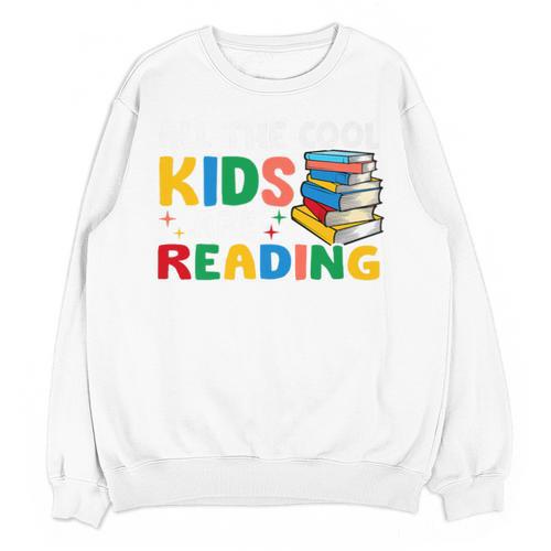 All The-Cool Kids Are Reading Teacher Book Lover Librarian Premium Unisex Sweatshirt - Bookorys DE