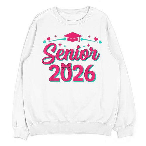 Coquette Pink Bow Senior 2026 Class Of Graduation Unisex Sweatshirt - Best Gift Smart