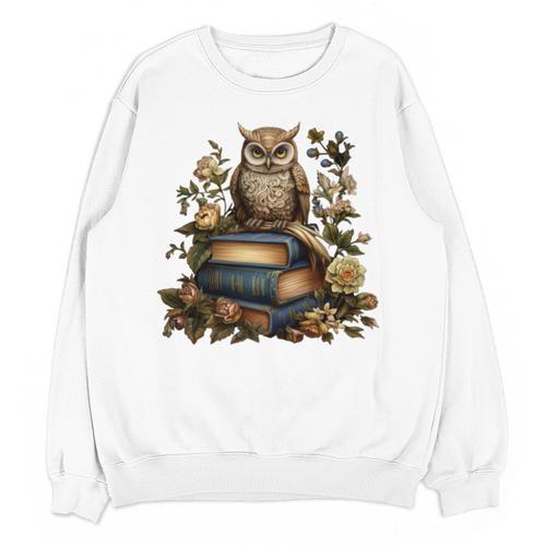 Cottagecore Aesthetic Floral Owl Books Unisex Sweatshirt - Bookorys CA