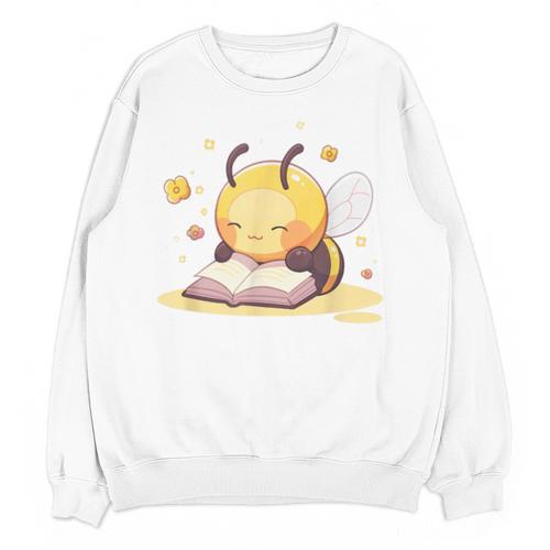 Cute Bee Reading Book Teacher Student Reader Graphic For Men Women Kids Unisex Sweatshirt - Bookorys AU