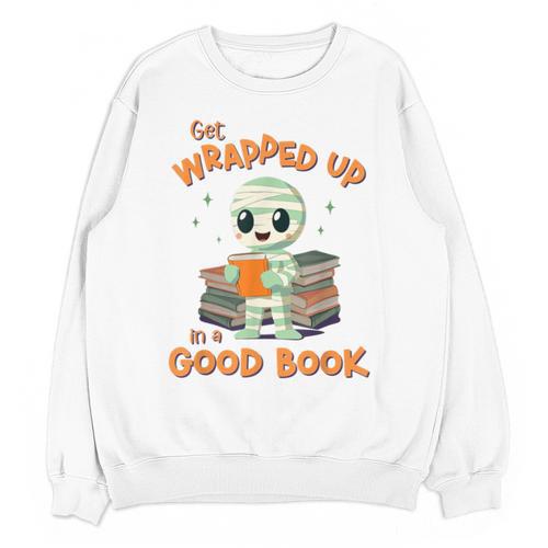 Cute Halloween Teacher Librarian Mummy Reading Books Unisex Sweatshirt - Bookorys CA