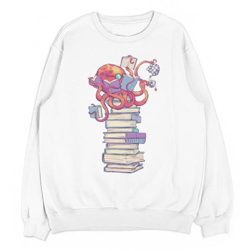 Cute Octopus Bookworm Fun Reading Tee For Book Lovers Unisex Sweatshirt - Bookorys