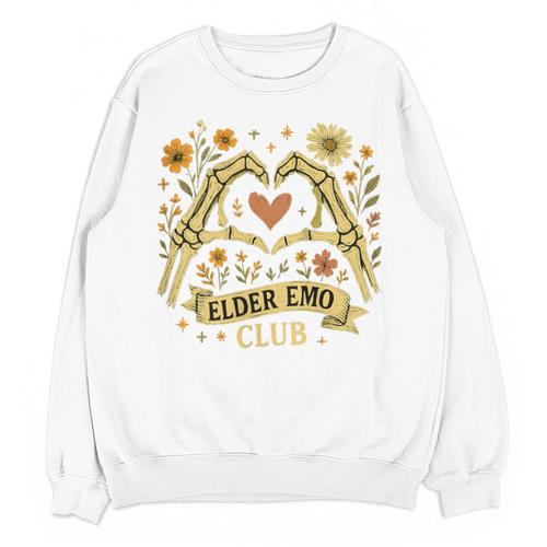 Elder Emo Club Skeleton Hands Heart Nostalgia Unisex Sweatshirt - Figerry