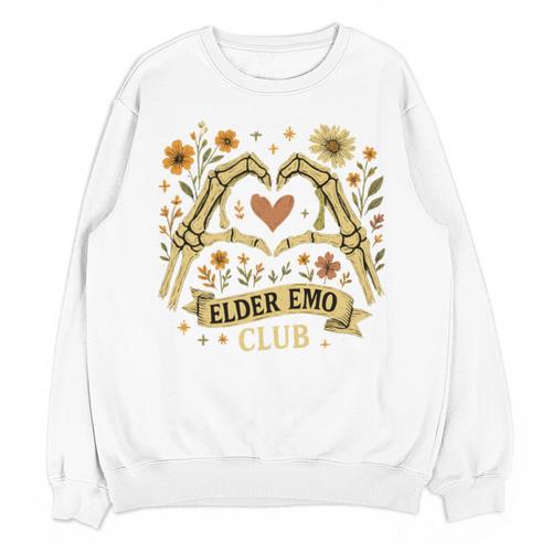 Elder Emo Club Skeleton Hands Heart Nostalgia Unisex Sweatshirt - Figerry