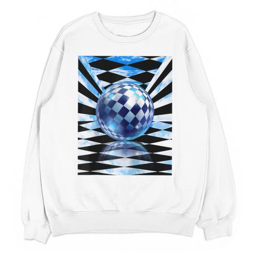Frutiger Aero Aesthetic Tech Checkered Room Orb Sky Raglan Baseball Tee Unisex Sweatshirt - Figerry