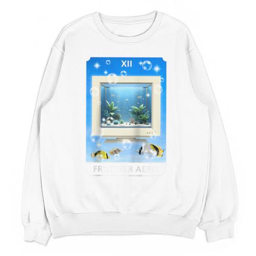 Frutiger Aero Aesthetic Tech Computer Aquarium Tarot Card Raglan Baseball Tee Unisex Sweatshirt - Figerry