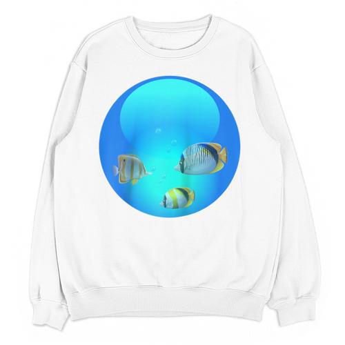 Frutiger Aero Aesthetic Tech Orb Fishes Raglan Baseball Tee Unisex Sweatshirt - Figerry