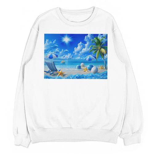 Frutiger Aero Beach Y2k Aesthetic Palm Tree Sand Ocean Premium Unisex Sweatshirt - Figerry