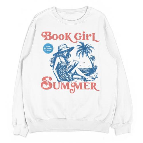 Girl Reading Book Summer Beach Vacation For Book Lover Unisex Sweatshirt - Bookorys DE