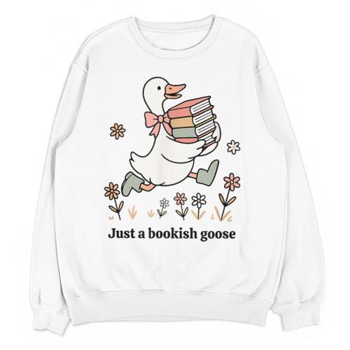 Goose With Books Cute Bookworm Reader Unisex Sweatshirt - Bookorys