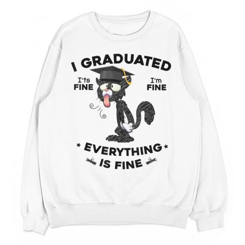 I Graduated Graduate Class 2025 Cat Graduation Unisex Sweatshirt - Best Gift Smart