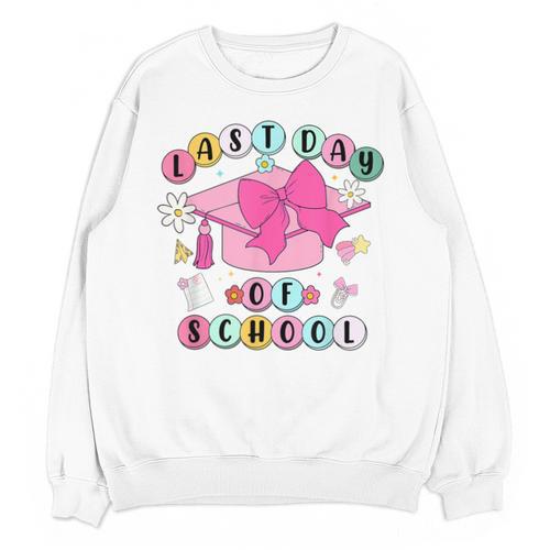 Happy Last Day Of School Coquette Bow Graduation Girls Kids Unisex Sweatshirt - Best Gift Smart