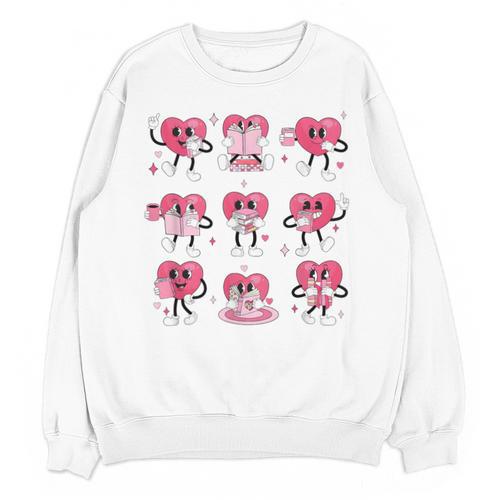 Heart Reading Books Valentine Teacher Boy Girl Book Lover Unisex Sweatshirt - Bookorys