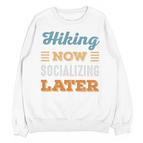 Hiking Now Minimal Socializing Introvert Vintage Unisex Sweatshirt - Raresse