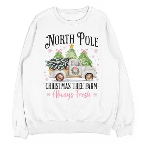 Holiday Scene Nostalgia North Pole Tree Farm Merry Christmas Unisex Sweatshirt - Figerry