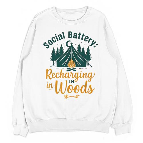 Introvert Camping Social Battery Recharging In The Woods Unisex Sweatshirt - Raresse