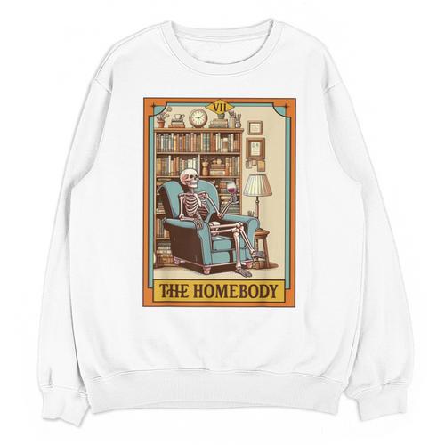 Introvert Homebody Awkward Skeleton The Homebody Tarot Card Unisex Sweatshirt - Raresse