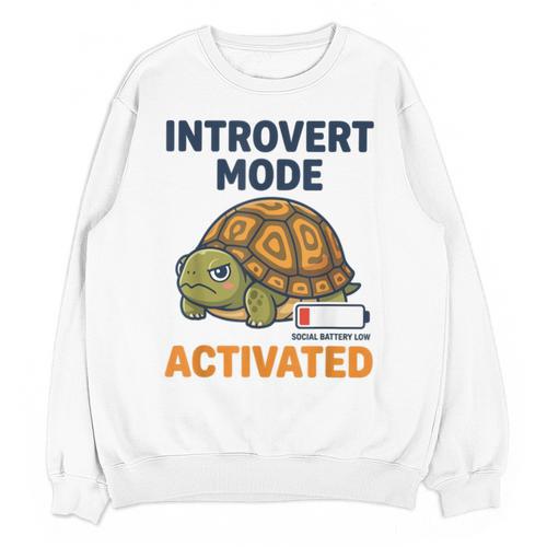 Introvert Mode Activated Low Social Battery Box Turtle Unisex Sweatshirt - Raresse