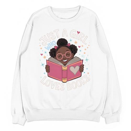Just A Girl Who Loves Books Cute African American Afro Unisex Sweatshirt - Bookorys DE