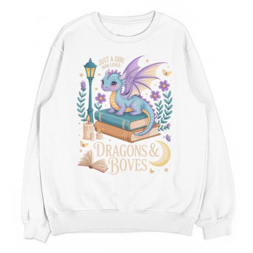 Just a Girl Who Loves Dragons & Books Reader Fantasy Fun Premium Tri-Blend Unisex Sweatshirt - Bookorys AU