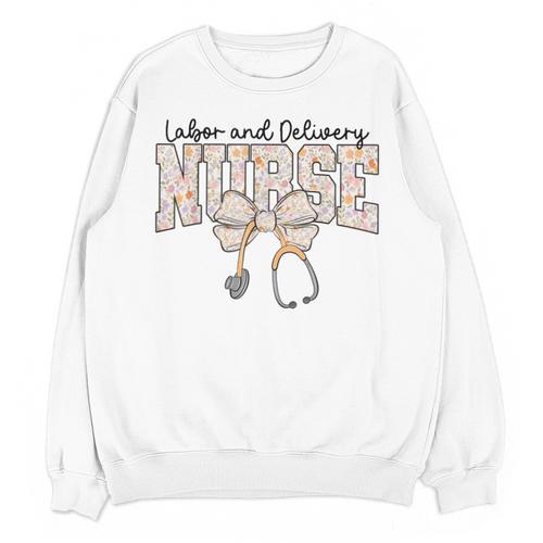 Labor And Delivery Nurse Stethoscope Coquette Bow Graduation Unisex Sweatshirt - Best Gift Smart