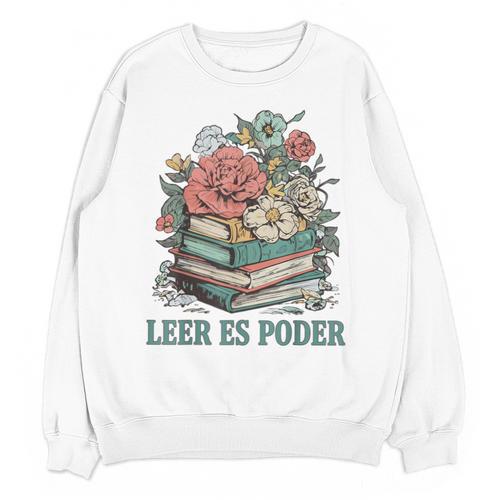 Leer ES Poder Cute Floral Spanish Teacher Book Reading Unisex Sweatshirt - Bookorys
