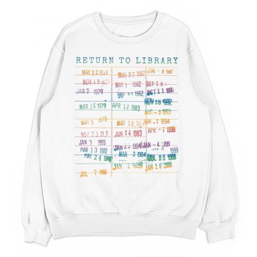 Library Card Vintage Book Due Date Bookish Rainbow Reading Unisex Sweatshirt - Bookorys DE