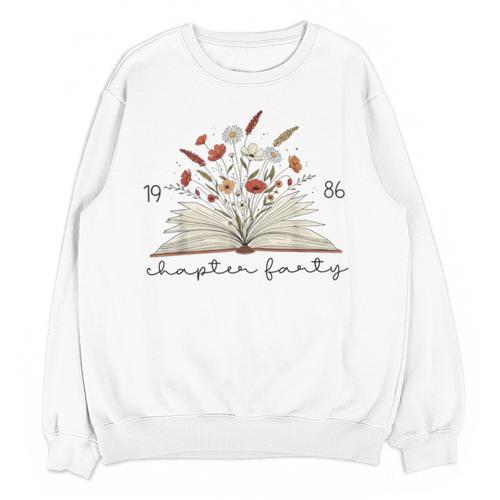 Life Chapter Forty 1986 Floral Book 40th Birthday Unisex Sweatshirt - Bookorys