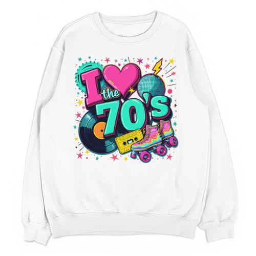 I Love The 70s Retro Cassette Roller Vinyl Disco Nostalgia Premium Tri-Blend Unisex Sweatshirt - Figerry