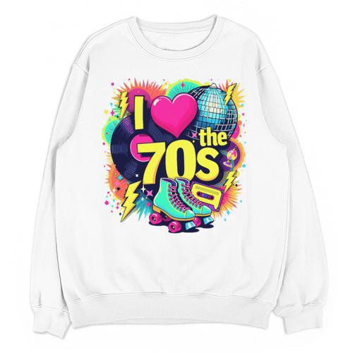 I Love The 70s Retro Cassette Roller Vinyl Nostalgia Vibes Premium Tri-Blend Unisex Sweatshirt - Figerry