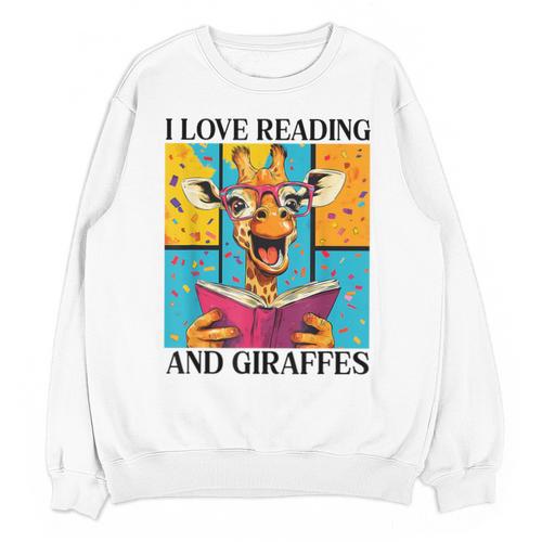 Love Reading And Giraffes Cute Giraffe Reading Book Lovers Unisex Sweatshirt - Bookorys