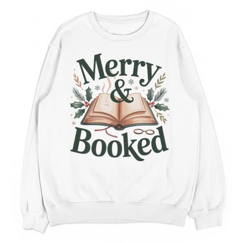 Merry And Booked Holiday Reading Winter Book Lover Premium Tri-Blend Unisex Sweatshirt - Bookorys AU