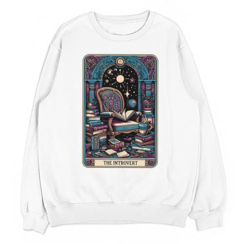 Mystical Library Book Reader The Introvert Tarot Card Unisex Sweatshirt - Raresse