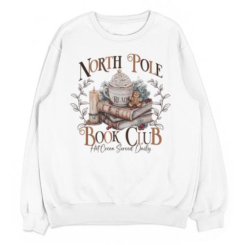 North Pole Book-Club Hot Cocoa Served Daily Christmas Book Unisex Sweatshirt - Bookorys DE