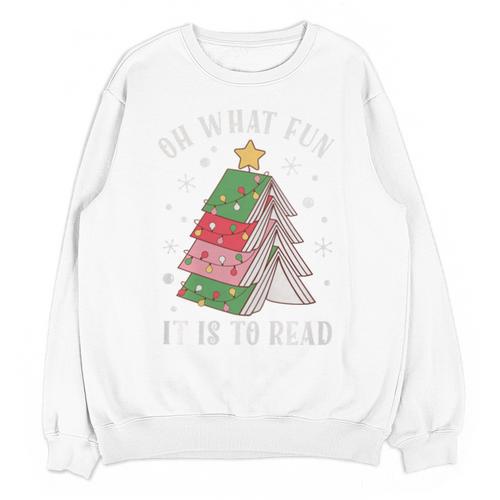 Oh What Fun It Is To Read Book Christmas Tree Premium Tri-Blend Unisex Sweatshirt - Bookorys CA