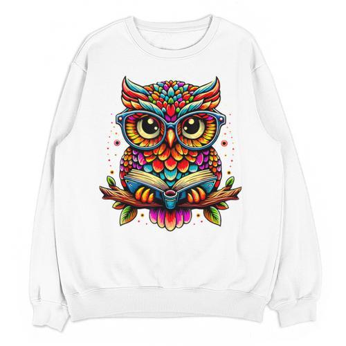 Owl With Glasses And Book Reading Unisex Sweatshirt - Bookorys CA