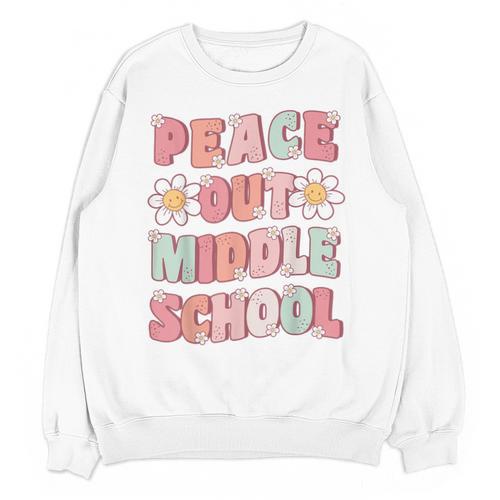 Peace Out Middle School Graduation Groovy Last Day Of School Unisex Sweatshirt - Best Gift Smart